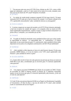 7.    Una persona renta una casa en $3 240 al mes, durante un año. Si la  renta se debe 
pagar por adelantado, ¿cuál es el va