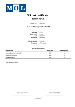 CES Test Certificate | PDF
