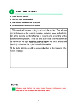 2 
NOTE: 
 
 Ilagay ang kahon na may kulay kapag hinhayaan ang 
mag-aaral na sumagot sa sagutang papel 
 
 
TEXT/IMAGE/CONTEN