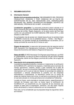 4 
 
1. 
RESUMEN EJECUTIVO 
 
A. 
Información General 
Nombre de la propuesta productiva: “MEJORAMIENTO DEL PROCESO 
PROD