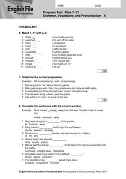 Progress Test Files 7 - 12 Grammar, Vocabulary, and Pronunciation A ...