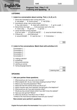 Progress Test Files 7 - 12 Grammar, Vocabulary, and Pronunciation A ...