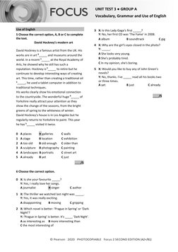Focus2 2E Unit Test Vocabulary Grammar UoE Unit3 GroupA | PDF