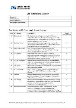 Tel: 0800 030 6838 – Email: projects@serverroomenvironments.co.uk –
 
Website: www.serverroomenvironments.co.uk
 
UPS Ins