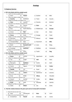 Word Analogy Exercises with Answers | PDF