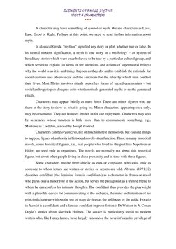 ELEMENTS OF PROSE FICTION 
(PLOT & CHARACTER) 
• • • 
A character may have something of symbol or myth. We see characters as