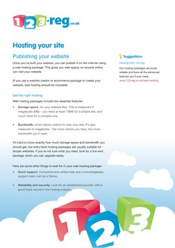 Publishing your website
Once you’ve built your website, you can publish it on the internet using 
a web hosting package. This