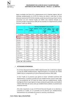 MEJORAMIENTO DE LA RED DE AGUA Y ALCANTARILLADO    
SANITARIO DE URB.TORRES ARAUJO – TRUJILLO – LA LIBERTAD 
7 
Curso: Abstec