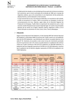 MEJORAMIENTO DE LA RED DE AGUA Y ALCANTARILLADO    
SANITARIO DE URB.TORRES ARAUJO – TRUJILLO – LA LIBERTAD 
8 
Curso: Abstec