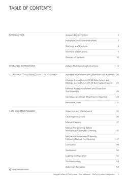 Anspach eMax 2 Plus System  User’s Manual   DePuy Synthes Companies    1
TABLE OF CONTENTS
Image intensiﬁer control
INTRODUCT