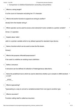C Programming Interview Questions Guide | PDF | Pointer (Computer ...