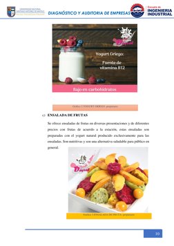 DIAGNÓSTICO Y AUDITORIA DE EMPRESAS 
 
 
10 
 
 
 
 
 
 
 
 
 
 
 
c) ENSALADA DE FRUTAS 
Se ofrece ensalad