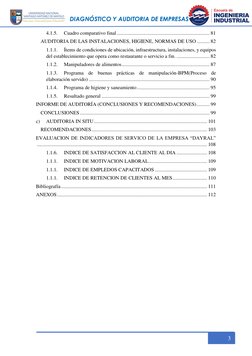 DIAGNÓSTICO Y AUDITORIA DE EMPRESAS 
 
 
3 
4.1.5. 
Cuadro comparativo final ..............................