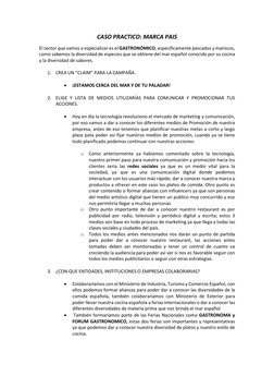 CASO PRACTICO: MARCA PAIS 
El sector que vamos a especializar es el GASTRONÓMICO, específicamente pescados y mariscos, 
como