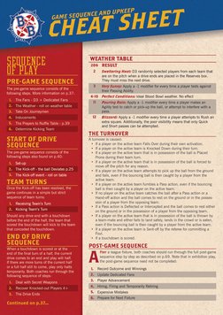 1.
Set-up
2. The Kick-off - the ball Deviates p.25
3. The Kick-off event - roll on table
WEATHER TABLE
2D6
RESULT
2
Swelterin