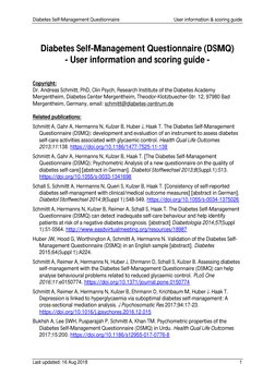 DSMQ User Information and Scoring Guide | PDF | Diabetes Management ...