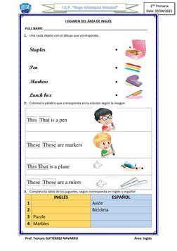 Examen de Inglés para 2do Primaria | PDF | Estudios de idiomas ...