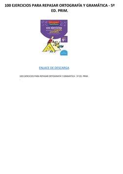 100 Ejercicios de Ortografía 5º Primaria | PDF | Métodos y materiales ...