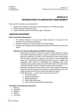 Introduction to Laboratory Management | PDF | Pathology | Medical ...