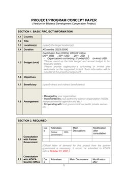 KOICA Project Concept Paper Template | PDF | Project Management | Policy