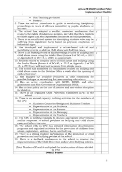 Child Protection Policy Checklist | PDF | Bullying | Child Protection
