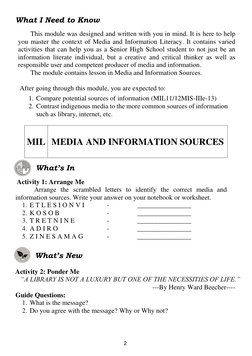 Media and Information Sources Module 5 | PDF | Internet | Libraries