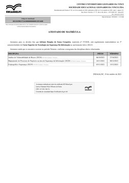 Atestado de Matrícula Uniasselvi 2021 | PDF | Autenticação | Crimes ...