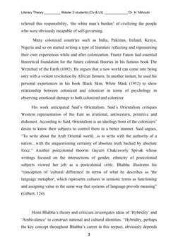 Literary Theory _________ Master 2 students (Civ & Lit) _____________ Dr. H. Mihoubi 
 
3 
 
referred this responsibility, ‘t