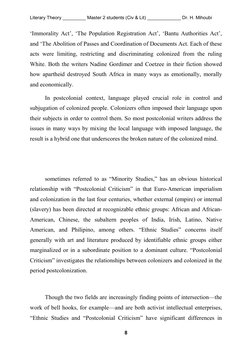 Literary Theory _________ Master 2 students (Civ & Lit) _____________ Dr. H. Mihoubi 
 
8 
 
‘Immorality Act’, ‘The Populatio