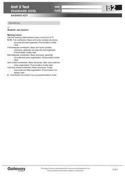 B2 Unit 2 Test Answer Key | PDF | Linguistics | Cognition