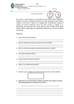 PLNM 
(Português Língua Não Materna – A1) 
Professora: Cristina Rocheta