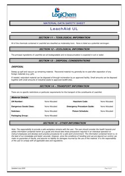 Leachaid LeachAid UL Safety Data Sheet | PDF | Water | Waste Management