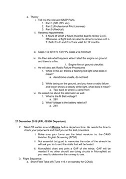 a. Theory
i. Tell me the relevant SASP Parts.
1. Part 1 (SPL,PPL etc)
2. Part 2 (Professional Pilot Licenses)
3. Part 9 (Medi