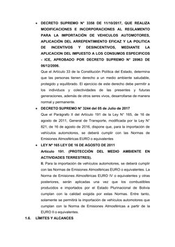 
DECRETO  SUPREMO  N°  3358  DE  11/10/2017,  QUE  REALIZA
MODIFICACIONES  E  INCORPORACIONES  AL  REGLAMENTO
PARA  LA  IMPO