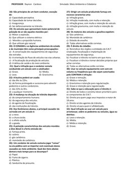 PROFESSOR:  Raynon   Cardoso                                   Simulado: Meio Ambiente e Cidadania