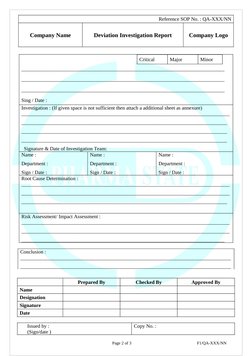 Deviation Investigation Report Template | PDF | Finance & Money Management