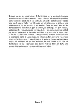 Ésta es una de las obras míticas de la literatura de la resistencia francesa
frente al invasor durante la Segunda Guerra Mund