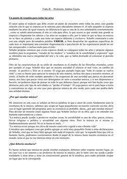 3ºaño B     Profesora: Andrea Tejera. 
 
 
Un punto de reunión para todas las artes 
 
El autor opina al respecto que debe ex