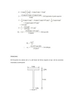 PROBLEMAS
8-8 Encuentre los valores de S, Z y del factor de forma respecto al eje x de las secciones
mostradas a continuación