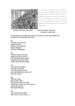  Tarsila do Amaral. Operários.
GOTLIB, Nádia. Tarsila do
Amaral, a modernista.
O texto aponta no quadro de Tarsila do Amaral