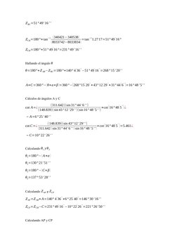 ZBC=51° 49' 16' '
ZCB=180°+tan
−1
(340421−340538)
(8033742−8033834)=tan
−11.2717=51° 49
'16°
ZCB=180°+51° 49
'16°=231° 49' 16