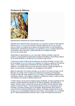 (https://www.ecured.cu/Archivo:D%C3%A9vora.jpg)Profecía de Débora
Representación fantasiosa de la jueza israelita Débora.
De