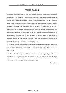 Escuela de Suboficiales de la PNP del Perú – Trujillo  
  
 
PRESENTACION 
 
El módulo que ofrecemos en esta oportunidad, con