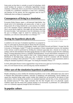 Simulation down to molecular level of
very small sample of matter
Some point out that there is currently no proof of technolo
