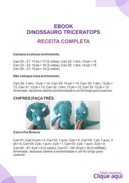 (https://bit.ly/-1000-receitas)EBOOK
DINOSSAURO TRICERATOPS
RECEITA COMPLETA
Comece a colocar enchimento.
Carr 20 – 21: 17 p