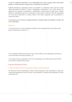 /
to come to a settlement or agreement. It is not compounding for the victim to accept an offer to return stolen
property, or