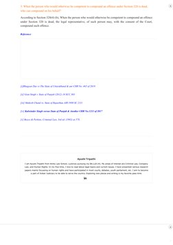 /
3. When the person who would otherwise be competent to compound an offence under Section 320 is dead,
who can compound on h
