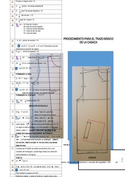 PROCEDIMIENTO PARA EL TRAZO BÁSICO
DE LA CASACA
1cm de costura
CUELLO
Suma  de escote delanteros + escote de espalda = 45