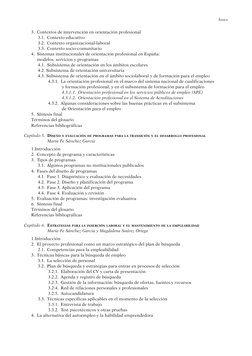 ÍNDICE
3. Contextos de intervención en orientación profesional
3.1. Contexto educativo
3.2. Contexto organizacional-laboral
3