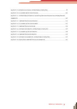 MÓDULO 3: BIOLOGIA 5 
LIÇÃO Nº 9: ESTUDO DA FOLHA: ESTRUTURA E FUNÇÕES ........................................ 97 
LIÇÃO